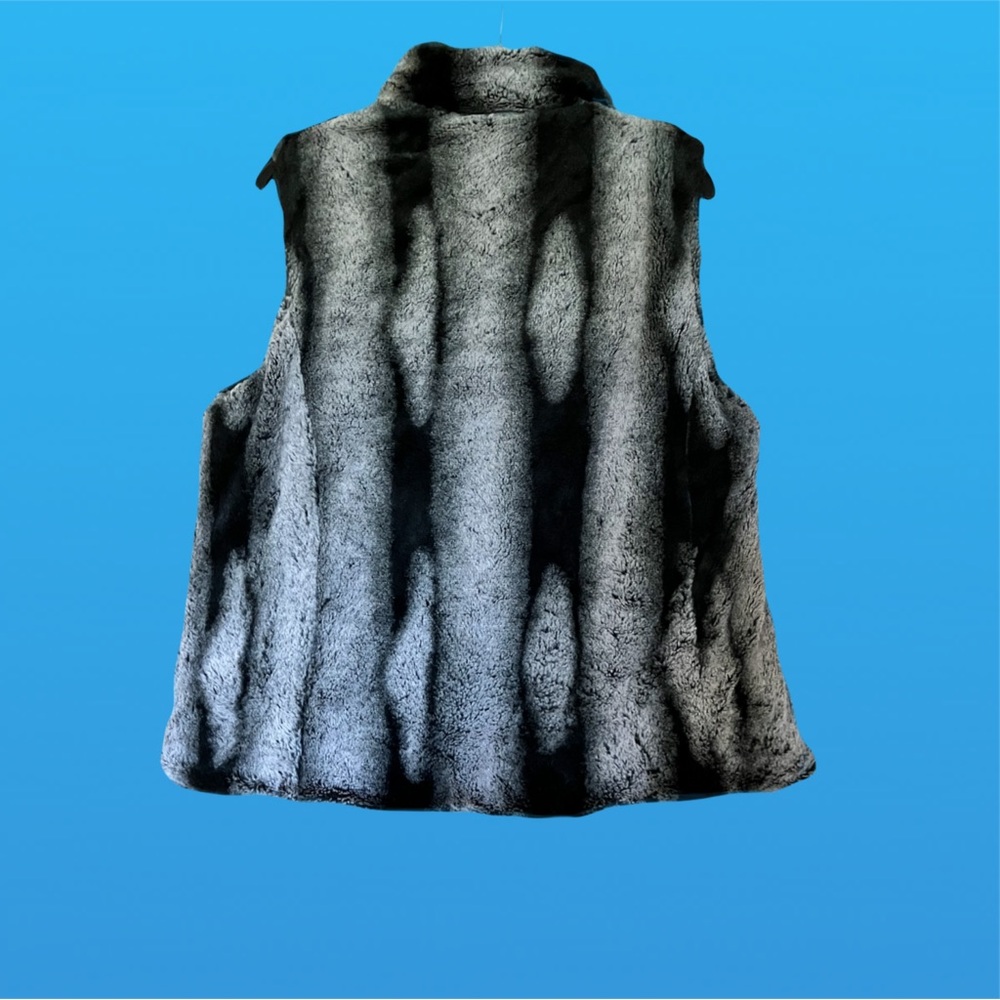 KC Collections Reversible Vest, Sz. XL, Black w/ Gray Black Faux Fur - Picture 4 of 11